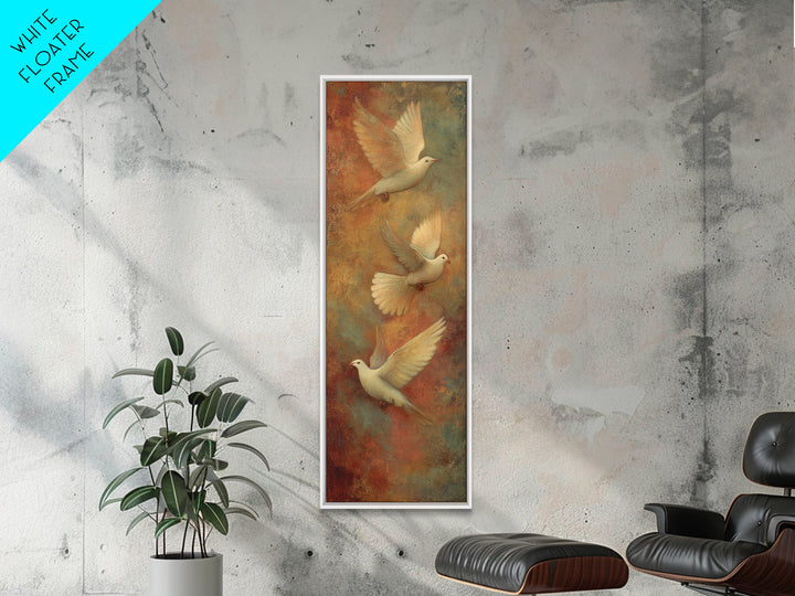 Doves Flying Through Soft Golden Light Canvas Print, Wedding Art, Boho Decor, Living Room Decor, Fine Art, Romance, Art Print, WED-1x3-23