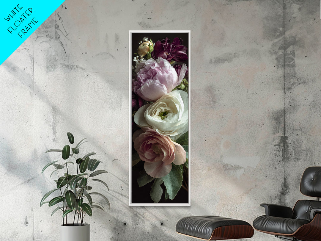 Peony and Ranunculus Bouquet Canvas Print, Wedding Art, Wall Decor, Living Room Decor, Fine Art, Romance, Wedding Gift, WED-1x3-32