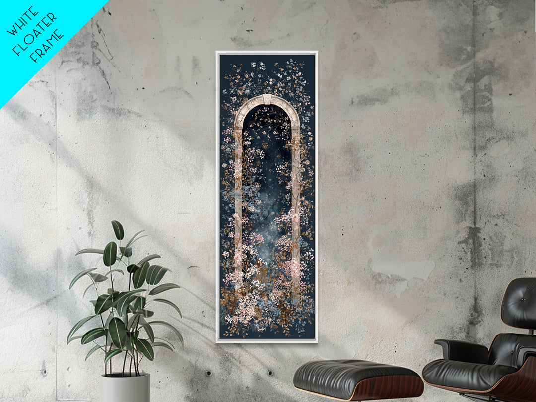 Romantic Garden Arch Covered Framed Canvas Print, Wedding Art, Wedding Reception, Living Room Decor, Watercolor Art, Romance, WED-1x3-46