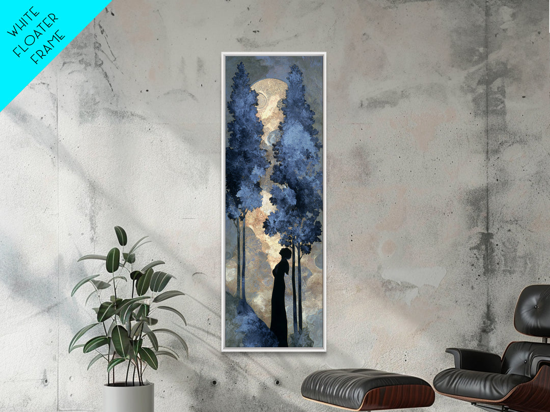 Couple Silhouette Beneath Moonlit Trees Canvas Print, Wedding Art, Modern Decor, Living Room Decor, Fine Art, Romance, WED-1x3-65