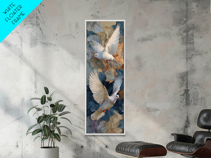 Doves Flying Through Soft Golden Light Framed Canvas Print, Wedding Art, Printable Art, Living Room Decor, Fine Art, Romance, WED-1x3-71