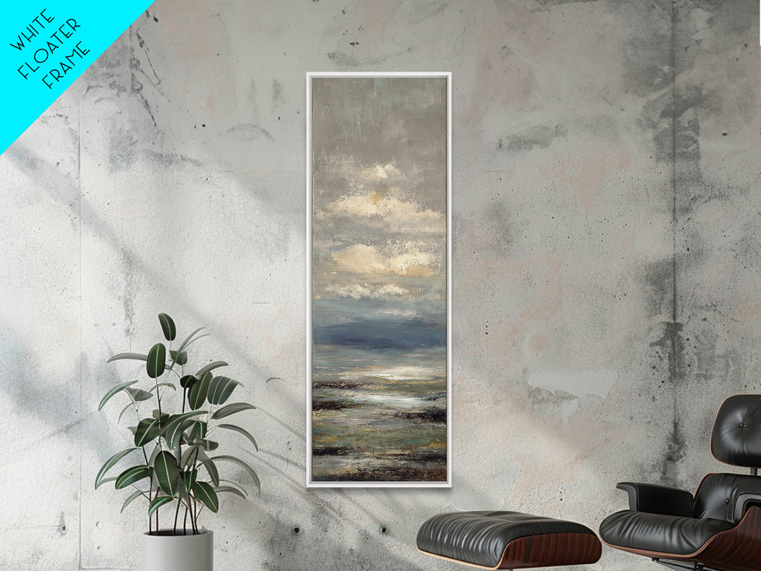 Blush Cloudscape with Dreamy Atmosphere Framed Canvas Print, Wedding Art, Custom Painting, Living Room Decor, Fine Art, Romance, WED-1x3-75
