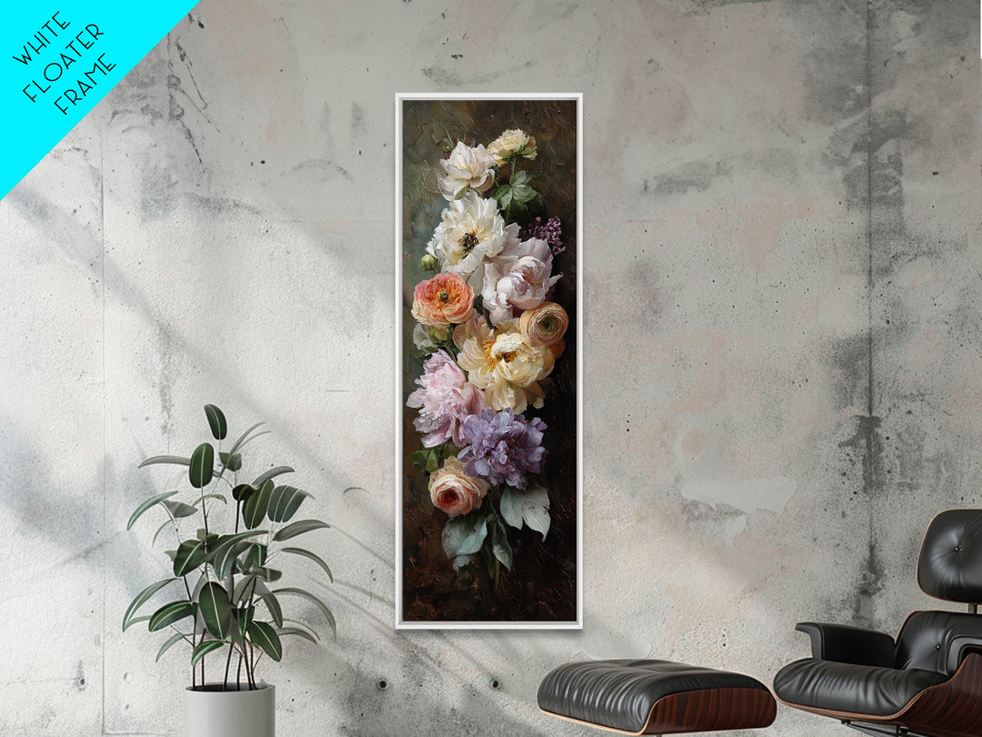 Peony and Ranunculus Bouquet Framed Canvas Print, Wedding Art, Art Print, Living Room Decor, Romance, Downloadable Art, WED-1x3-80
