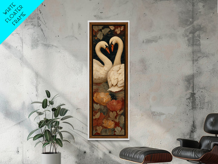 Two Swans Forming a Heart on Dark Canvas Print, Wedding Art, Wall Decor, Living Room Decor, Fine Art, Romance, Wedding Gift, WED-1x3-86
