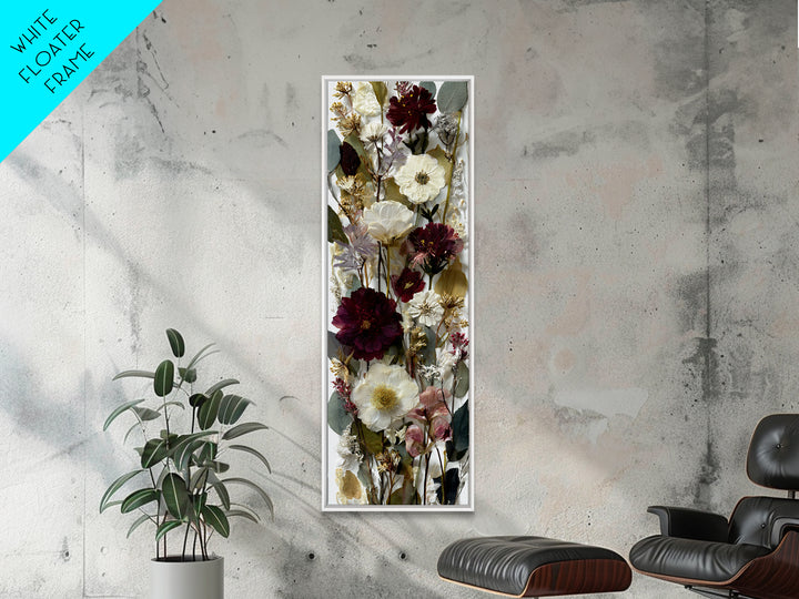 Pressed Flowers from a Wedding Bouquet Framed Canvas Print, Wedding Art, Wedding Decor, Living Room Decor, Fine Art, Romance, WED-1x3-92