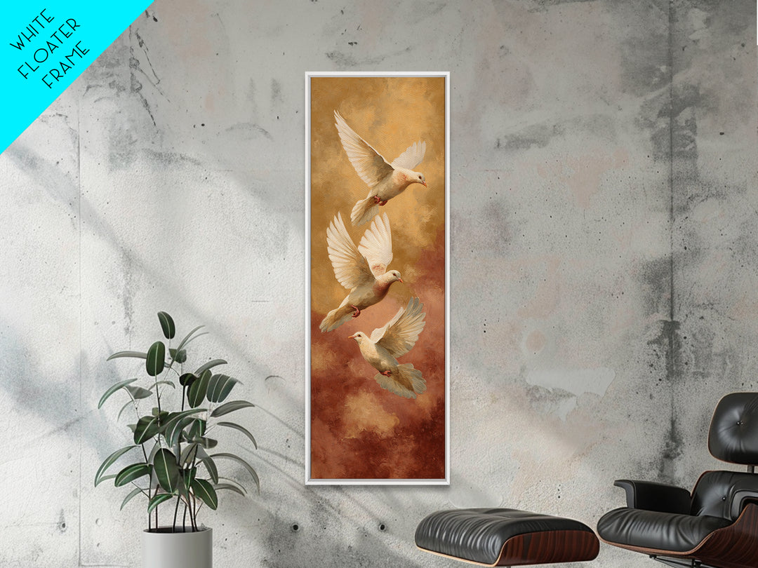 Doves Flying Through Soft Golden Light Canvas Print, Wedding Art, Jewish Art, Living Room Decor, Romance, Personalized Wedding, WED-1x3-95