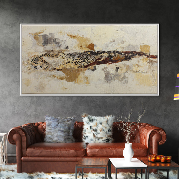Lace Pattern Ivory Abstraction Framed Canvas Print, Wedding Art, Room Decor, Living Room Decor, Abstract Art, Romance, WED-2x1-15