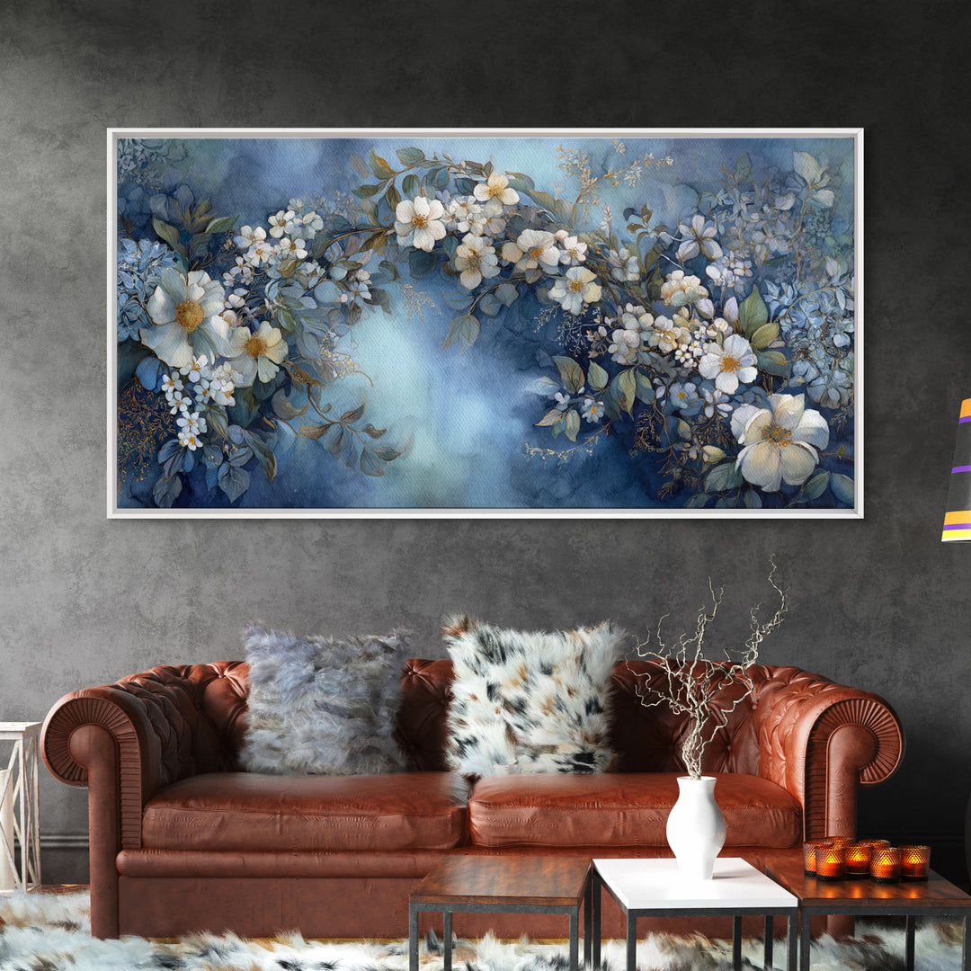 Romantic Garden Arch Covered Framed Canvas Print, Wedding Art, Neutral Decor, Living Room Decor, Oil Painting, Romance, WED-2x1-30