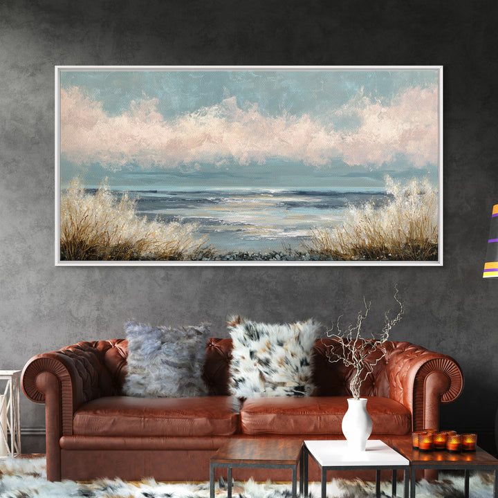 Blush Cloudscape with Dreamy Atmosphere Framed Canvas Print, Wedding Art, Room Decor, Living Room Decor, Fine Art, Romance, WED-2x1-83