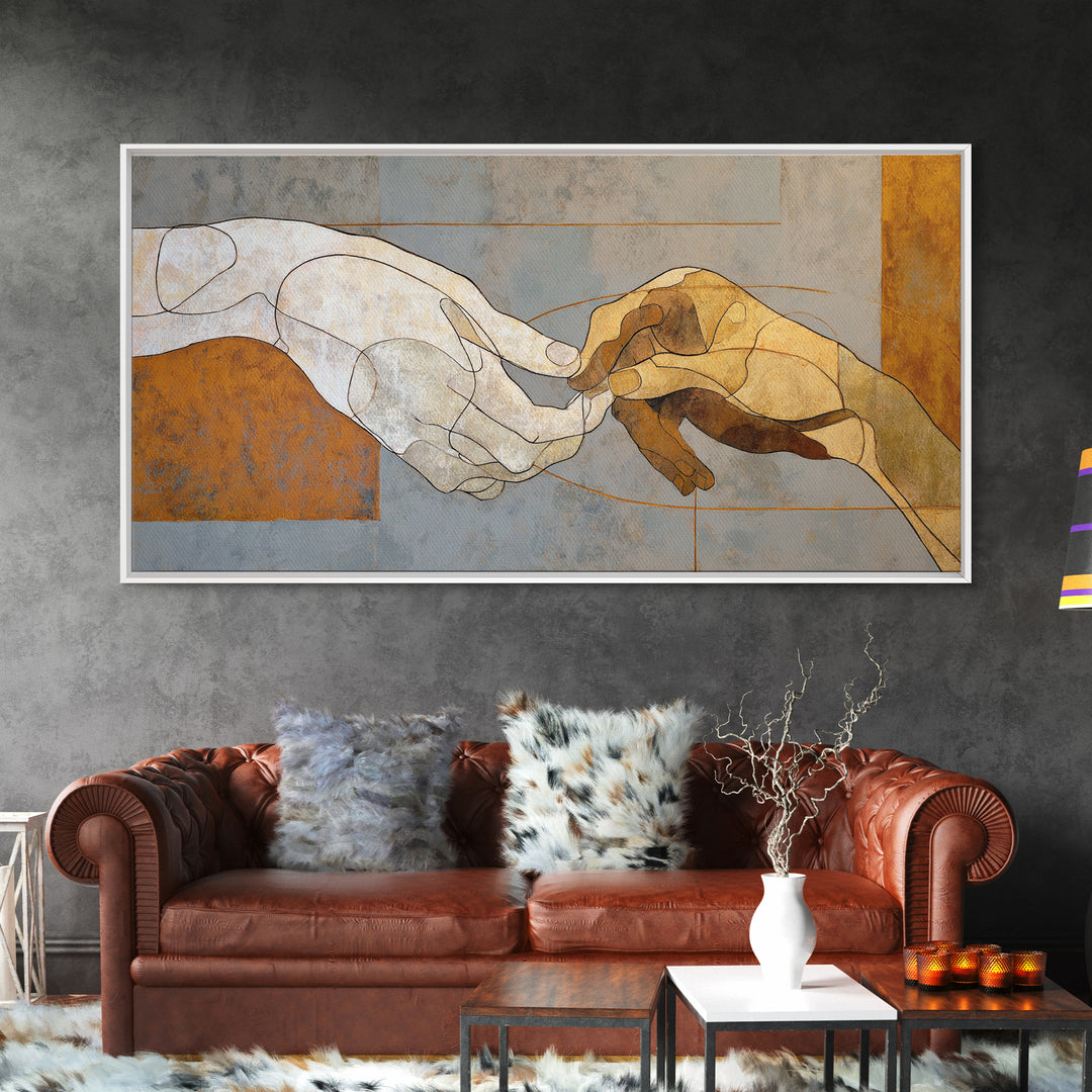 Hands Nearly Touching Framed Canvas Print, Wedding Art, Wedding Decoration, Living Room Decor, Abstract Art, Romance, WED-2x1-84