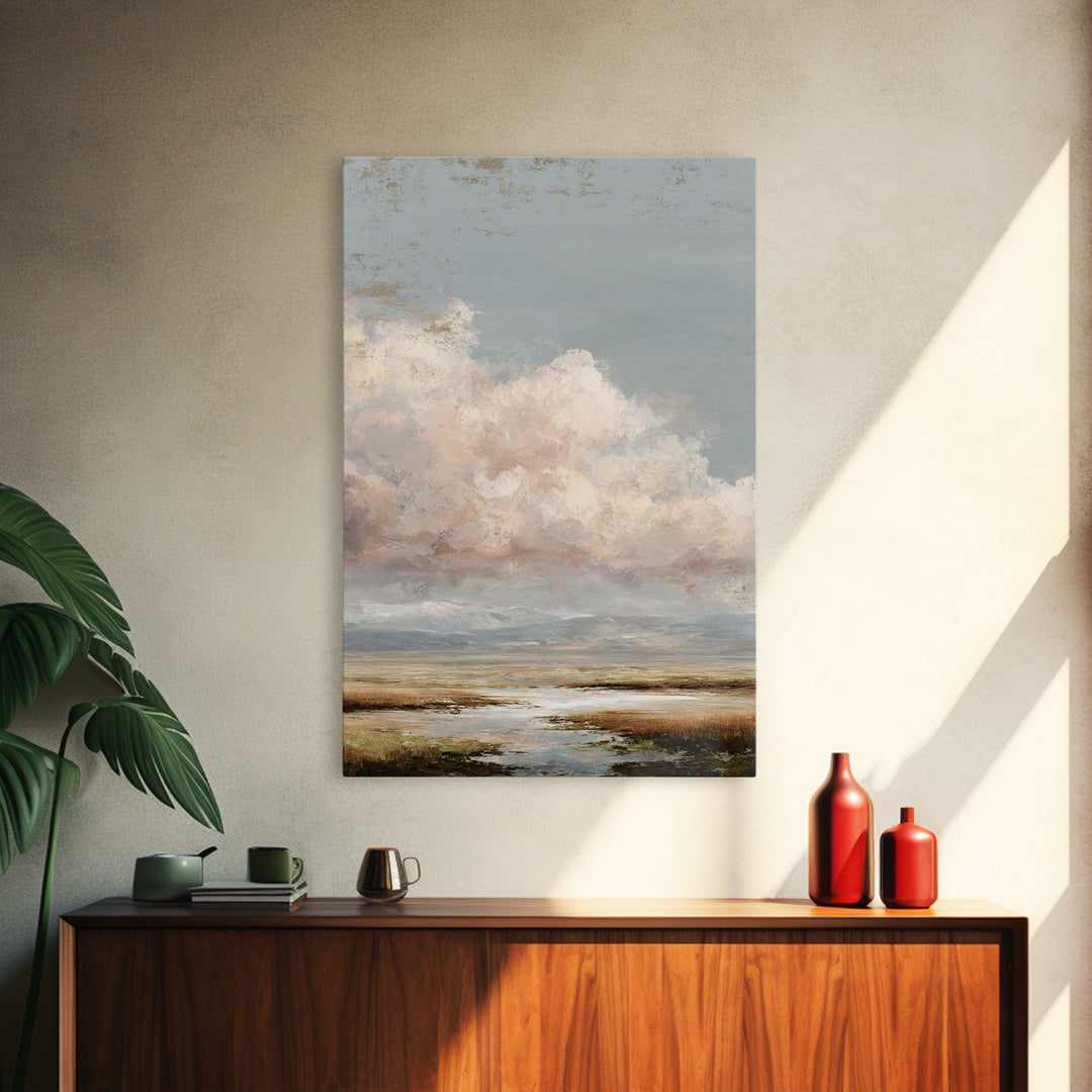 Blush Cloudscape with Dreamy Atmosphere Canvas Print, Wedding Art, Personalized Wedding, Living Room Decor, Fine Art, Romance, WED-2x3-23