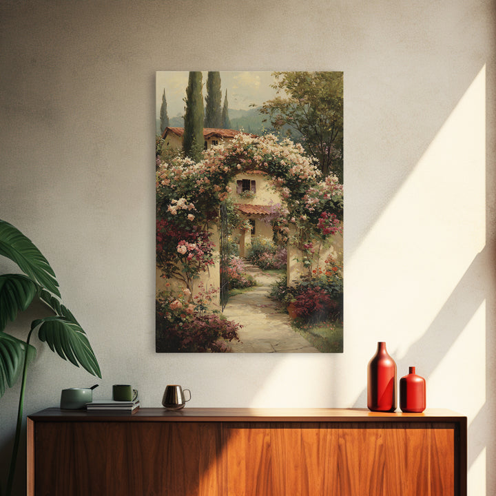 Romantic Garden Arch Covered Framed Canvas Print, Wedding Art, Modern Decor, Living Room Decor, Fine Art, Romance, Wedding Gift, WED-2x3-42