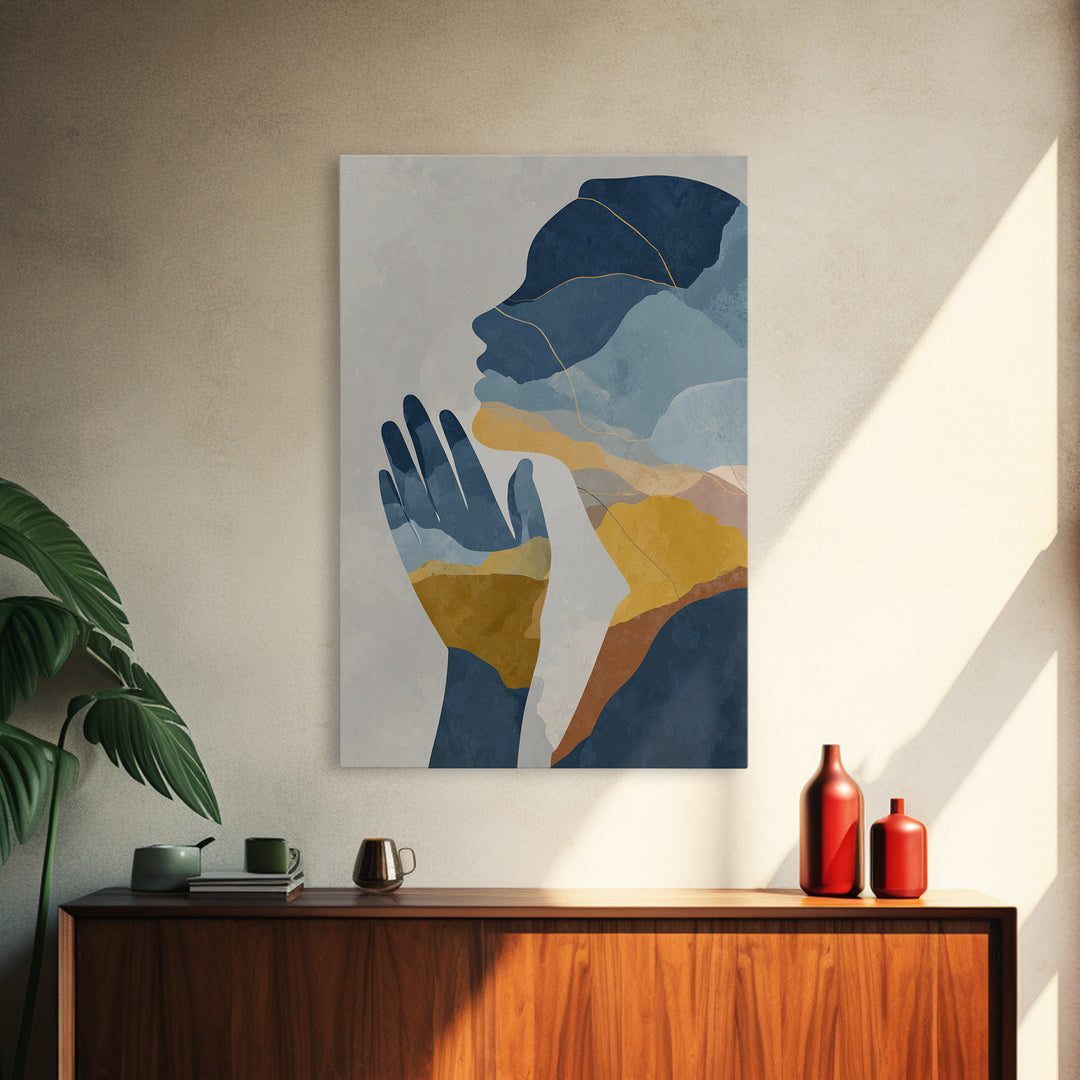 Hands Nearly Touching Framed Canvas Print, Wedding Art, Wedding Painting, Living Room Decor, Abstract Art, Romance, WED-2x3-48
