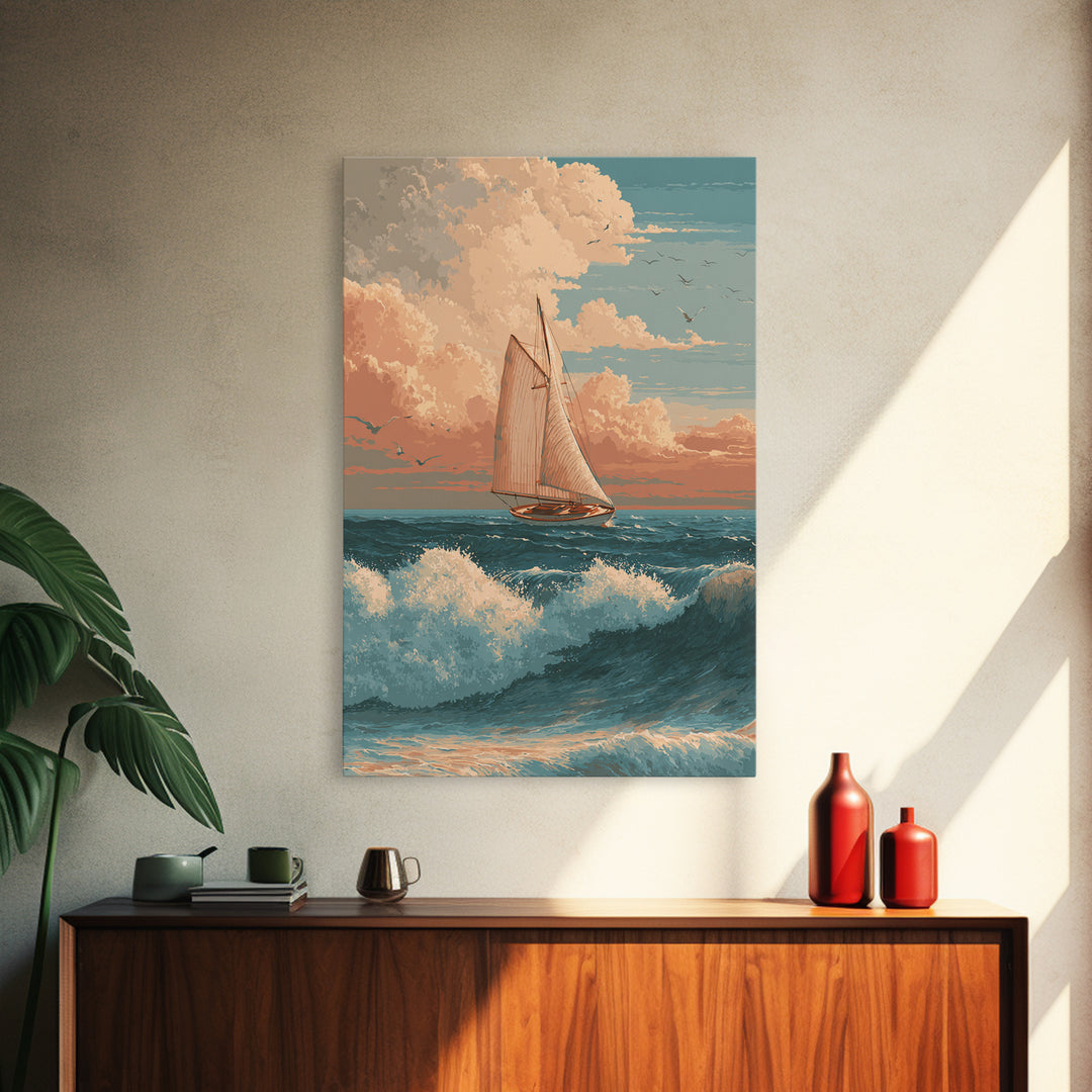 Honeymoon Coastal Sunset Canvas Print, Wedding Art, Minimalist Decor, Living Room Decor, Fine Art, Romance, Custom Painting, WED-2x3-49