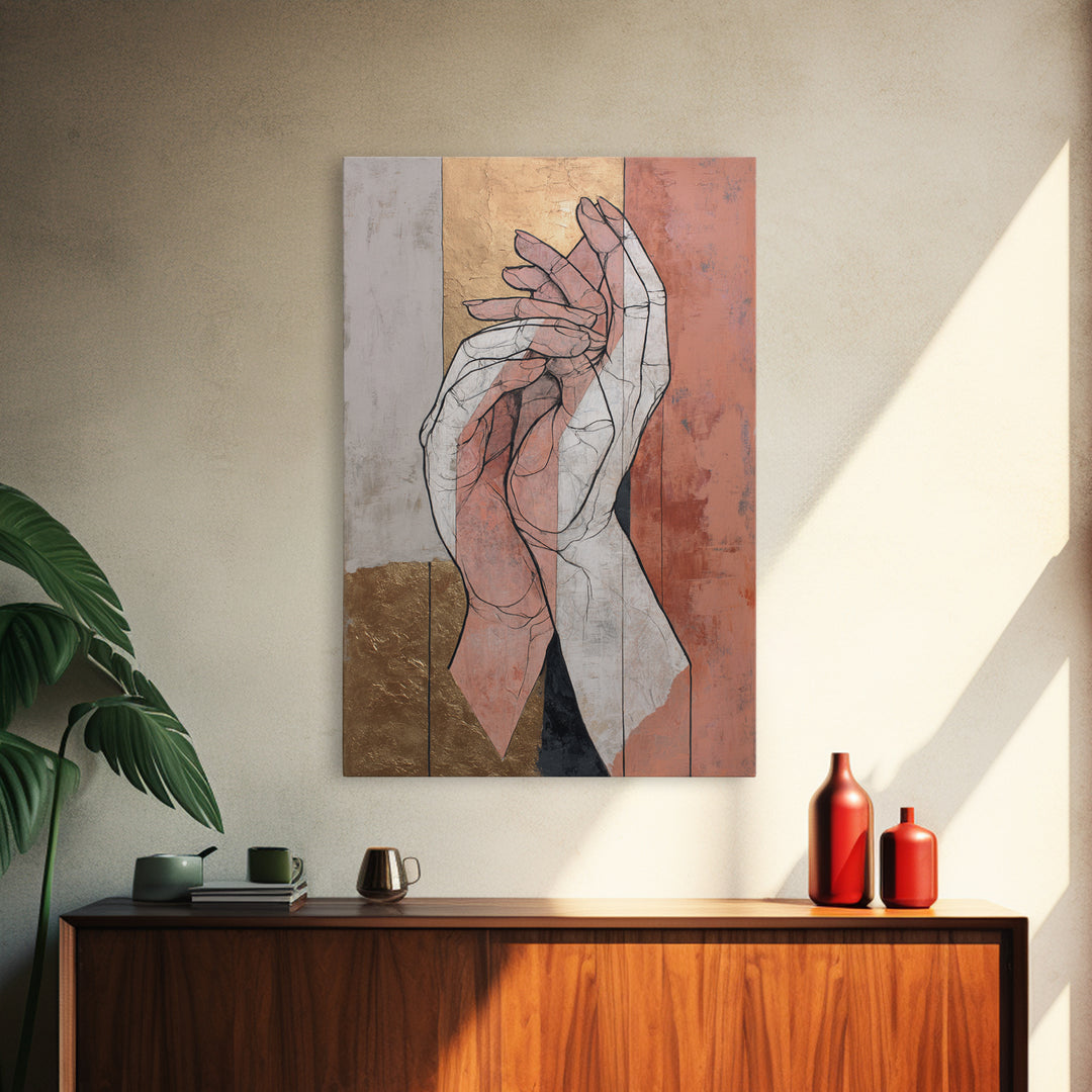 Hands Nearly Touching Canvas Print, Wedding Art, Wall Decor, Living Room Decor, Fine Art, Romance, Wedding Gift, Wedding Dress, WED-2x3-72