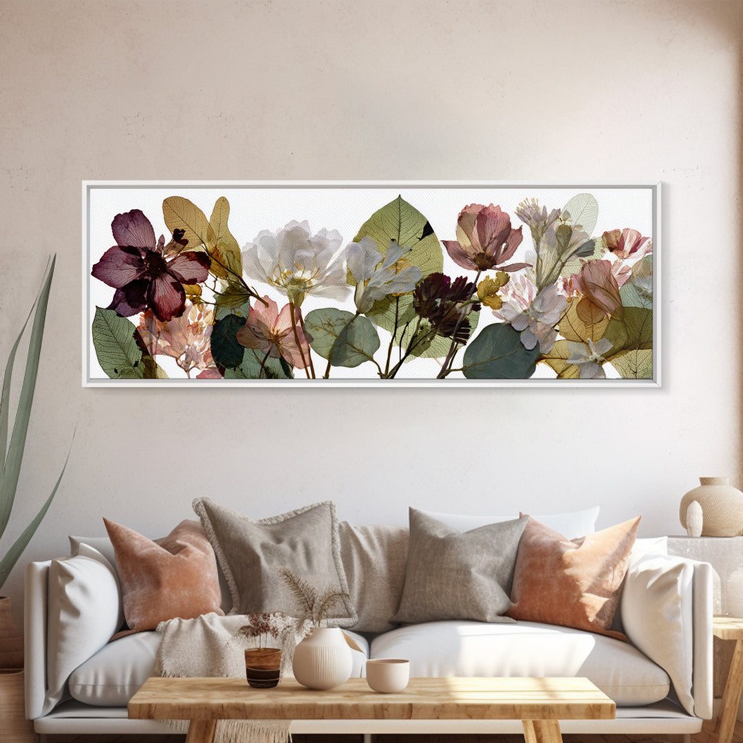 Pressed Flowers from a Wedding Bouquet Canvas Print, Wedding Art, Boho Decor, Living Room Decor, Fine Art, Romance, Art Print, WED-3x1-48