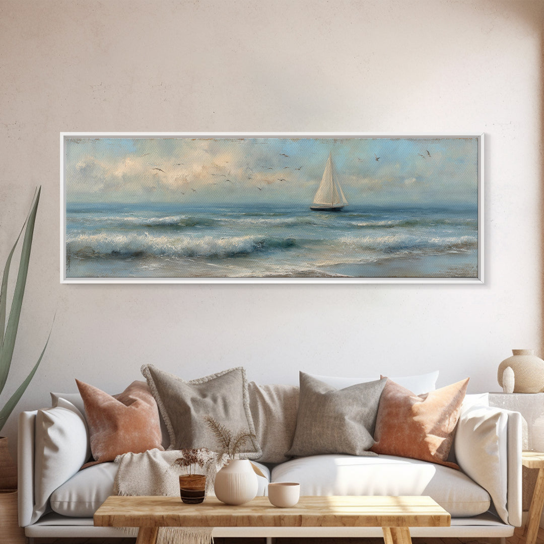 Honeymoon Coastal Sunset Framed Canvas Print, Wedding Art, Wedding Dress, Living Room Decor, Fine Art, Romance, Jewish Art, WED-3x1-9