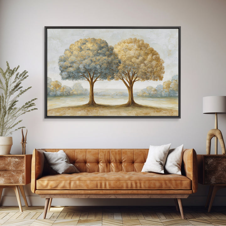 Two Intertwined Trees as Symbolic Artwork Canvas Print, Wedding Art, Wedding Gift, Living Room Decor, Fine Art, Romance, WED-3x2-3
