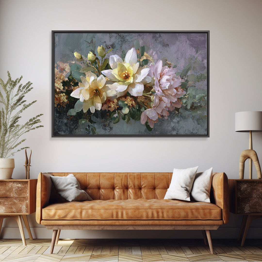 Classic Church Bells and Flowers Without Interior Framed Canvas Print, Wedding Art, Framed Art, Living Room Decor, Romance, WED-3x2-46