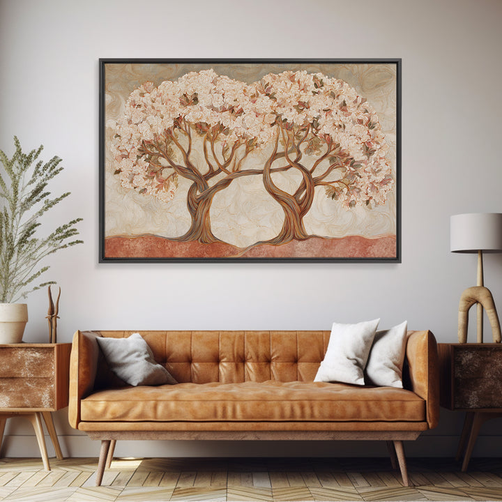 Two Intertwined Trees as Symbolic Artwork Canvas Print, Wedding Art, Wedding Guestbook, Living Room Decor, Fine Art, Romance, WED-3x2-51