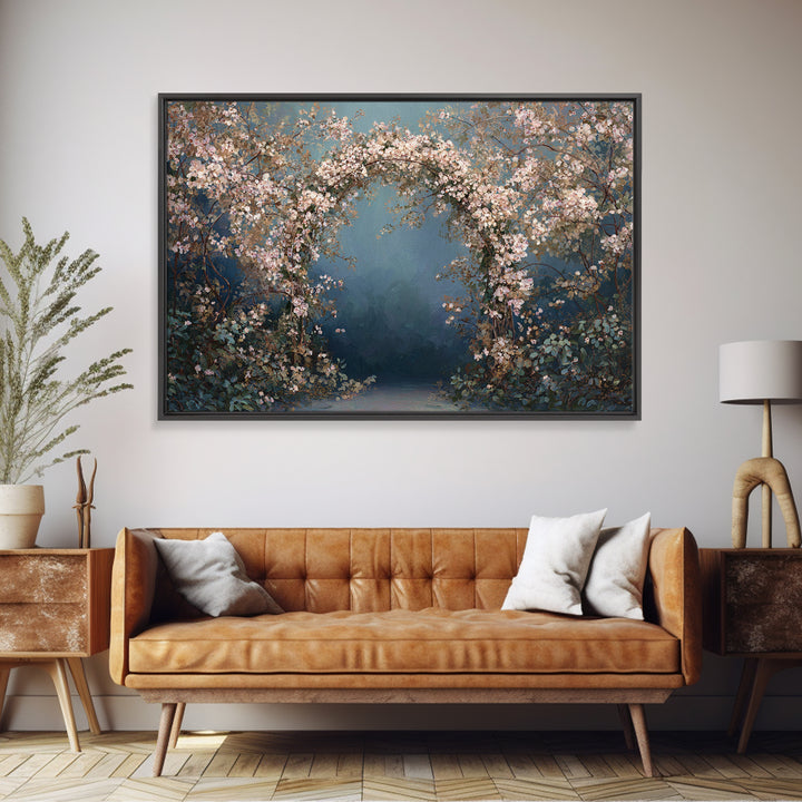 Romantic Garden Arch Covered Canvas Print, Wedding Art, Wedding Sign, Living Room Decor, Watercolor Art, Romance, WED-3x2-62