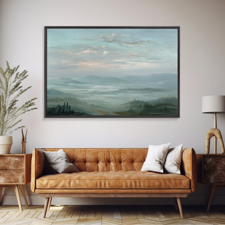 Blush Cloudscape with Dreamy Atmosphere Framed Canvas Print, Wedding Art, Modern Decor, Living Room Decor, Oil Painting, WED-3x2-91