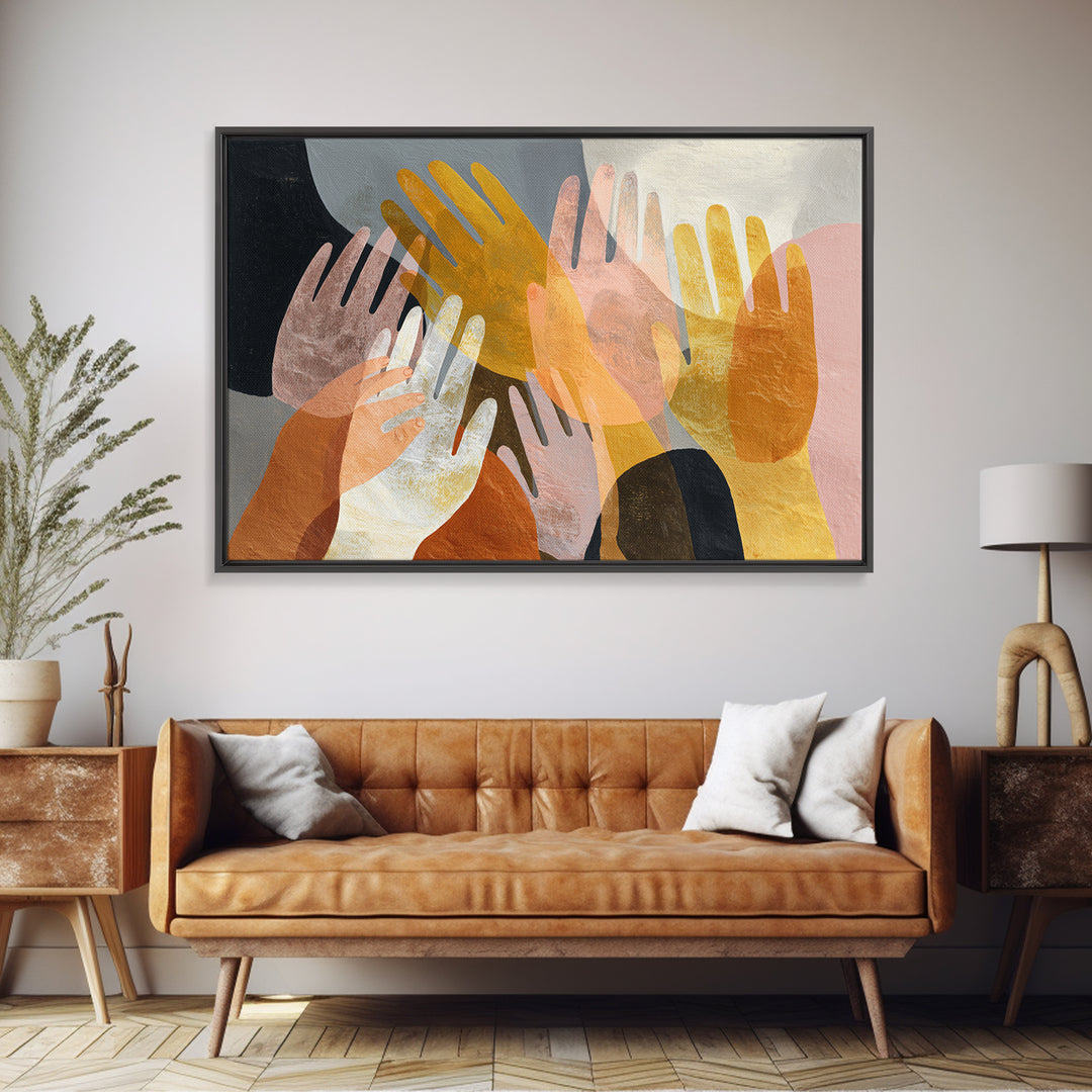 Hands Nearly Touching Framed Canvas Print, Wedding Art, Personalized Wedding, Living Room Decor, Abstract Art, Romance, WED-3x2-92