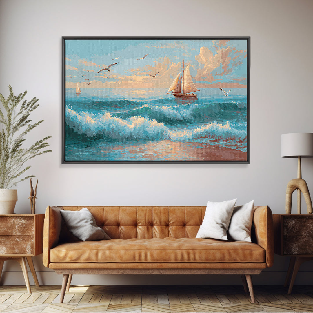 Honeymoon Coastal Sunset Canvas Print, Wedding Art, Bride and Groom, Living Room Decor, Fine Art, Romance, Neutral Decor, WED-3x2-93