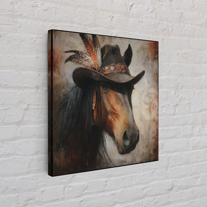 Cowboy Hat with Feathers and Beads Canvas Print, Western Art, Modern Decor, Southwestern Decor, Fine Art, Frontier, Wall Decor, WES-1x1-94