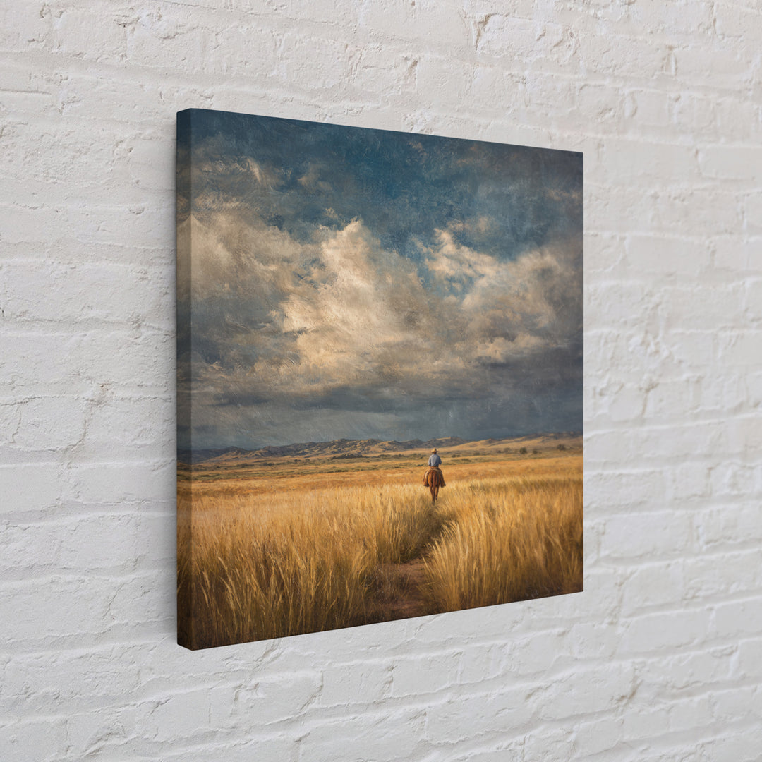 Golden Wheat Field Framed Canvas Print, Western Art, Printable Wall Art, Southwestern Decor, Frontier, Downloadable Art, WES-1x1-96