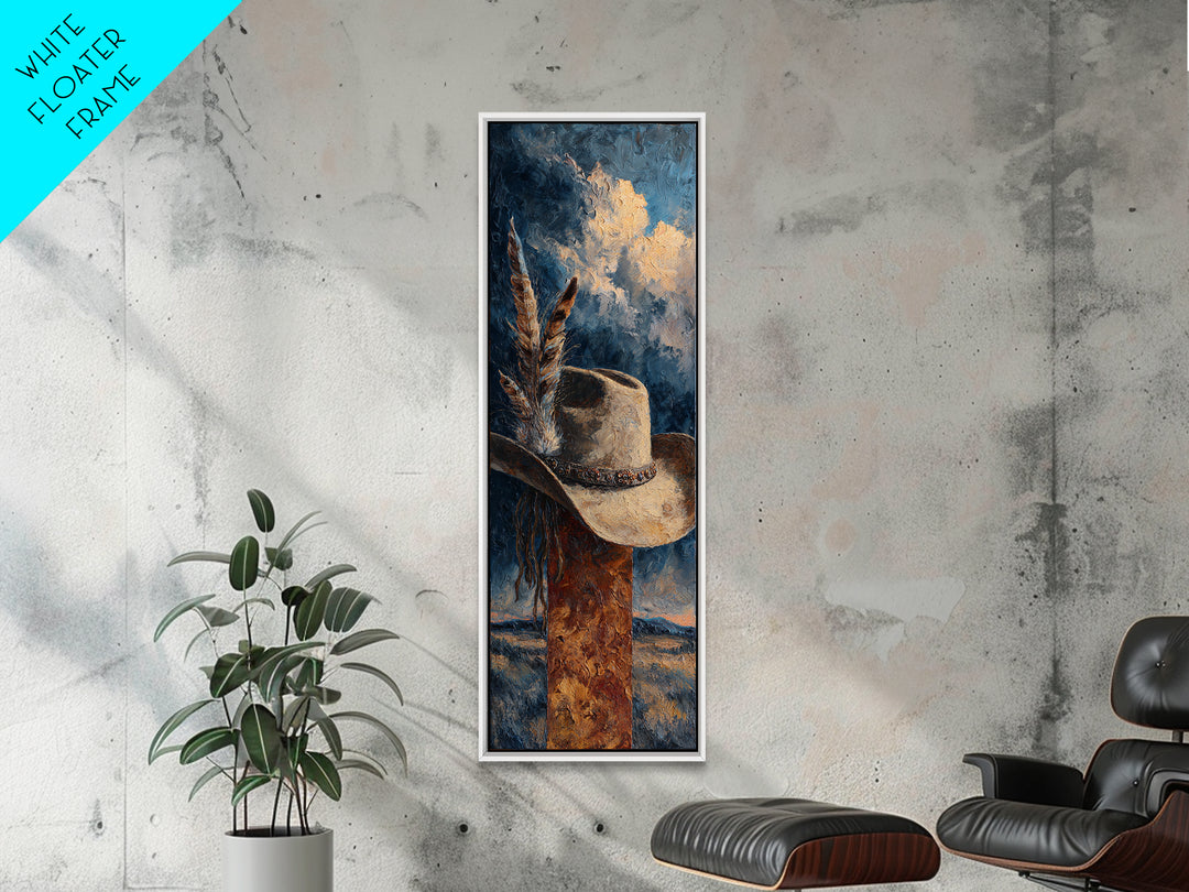 Cowboy Hat with Feathers and Beads Canvas Print, Western Art, Horse Wall Art, Southwestern Decor, Fine Art, Frontier, WES-1x3-10