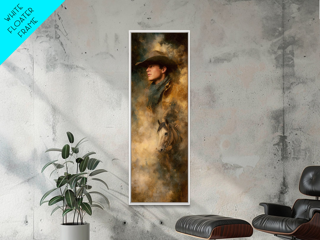 Cowboy Campfire under Starry Sky Canvas Print, Western Art, Western Wall Decor, Southwestern Decor, Fine Art, Frontier, WES-1x3-2