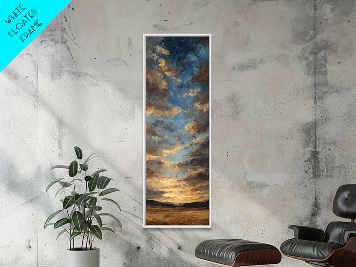 Cowboy Campfire under Starry Sky Framed Canvas Print, Western Art, Fine Art Print, Southwestern Decor, Fine Art, Frontier, WES-1x3-50