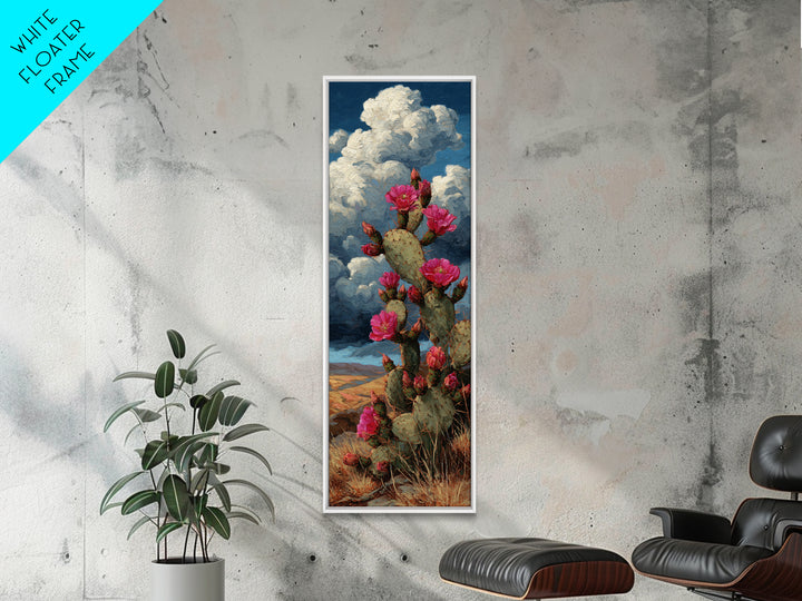 Prickly Pear Cactus Framed Canvas Print, Western Art, Native American Art, Southwestern Decor, Oil Painting, Frontier, WES-1x3-76