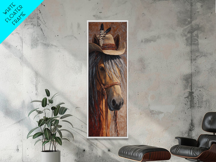 Cowboy Hat with Feathers and Beads Canvas Print, Western Art, Boho Decor, Southwestern Decor, Oil Painting, Frontier, WES-1x3-82