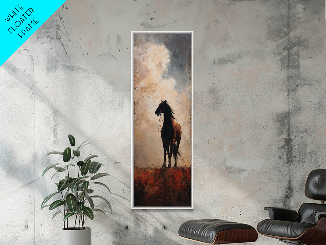 Buffalo Silhouette Beneath Enormous Sky Framed Canvas Print, Western Art, Western Prints, Southwestern Decor, Frontier, WES-1x3-92