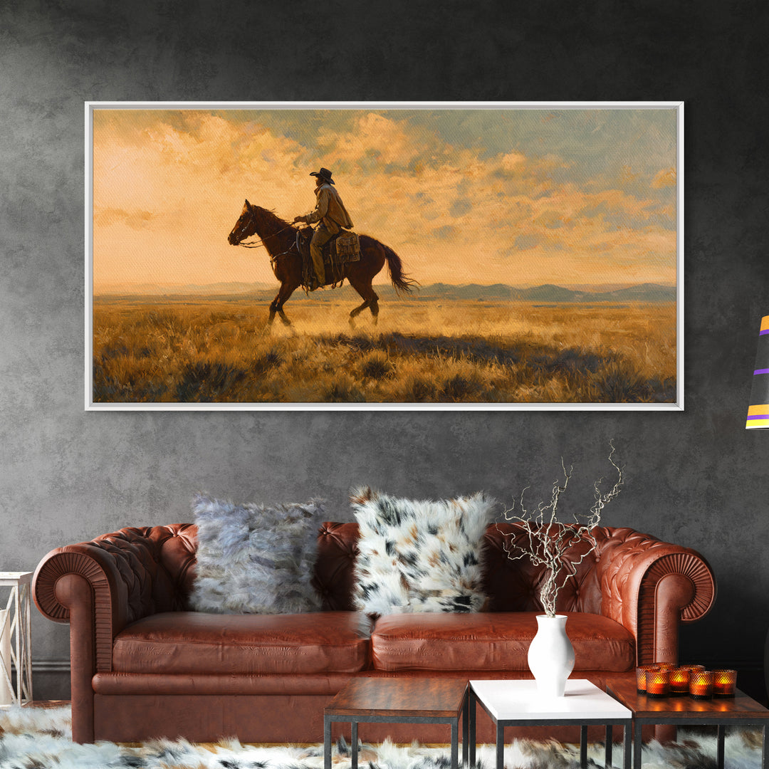 Train Crossing Western Plains Framed Canvas Print, Western Art, Original Art, Southwestern Decor, Fine Art, Frontier, WES-2x1-43