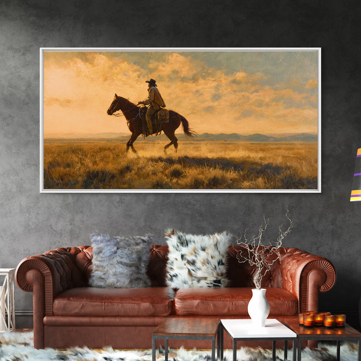 Train Crossing Western Plains Framed Canvas Print, Western Art, Original Art, Southwestern Decor, Fine Art, Frontier, WES-2x1-43
