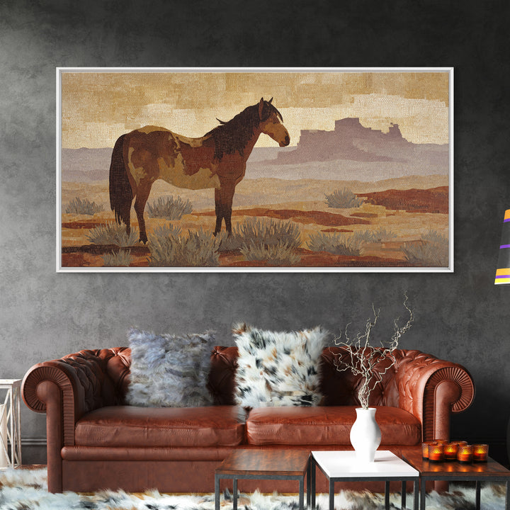 Eagle Flying Above Mountain Ridge Framed Canvas Print, Western Art, Painting, Southwestern Decor, Fine Art, Frontier, WES-2x1-9