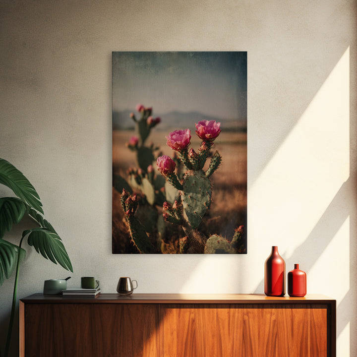 Prickly Pear Cactus Framed Canvas Print, Western Art, Modern Decor, Southwestern Decor, Fine Art, Frontier, Wall Decor, WES-2x3-24