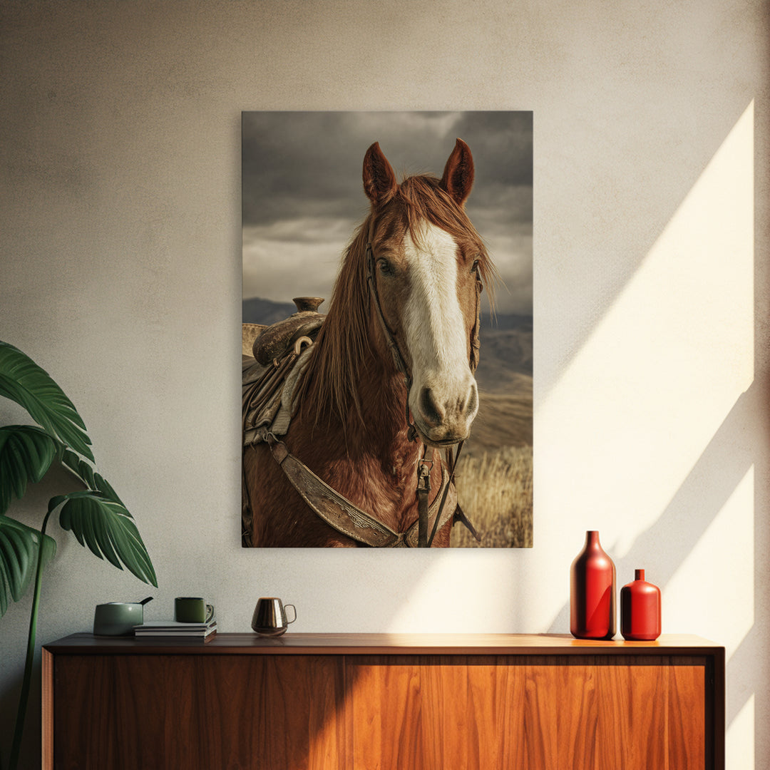 Wagon Wheel and Desert Sunset Framed Canvas Print, Western Art, Art, Southwestern Decor, Fine Art, Frontier, Western Wall Art, WES-2x3-52