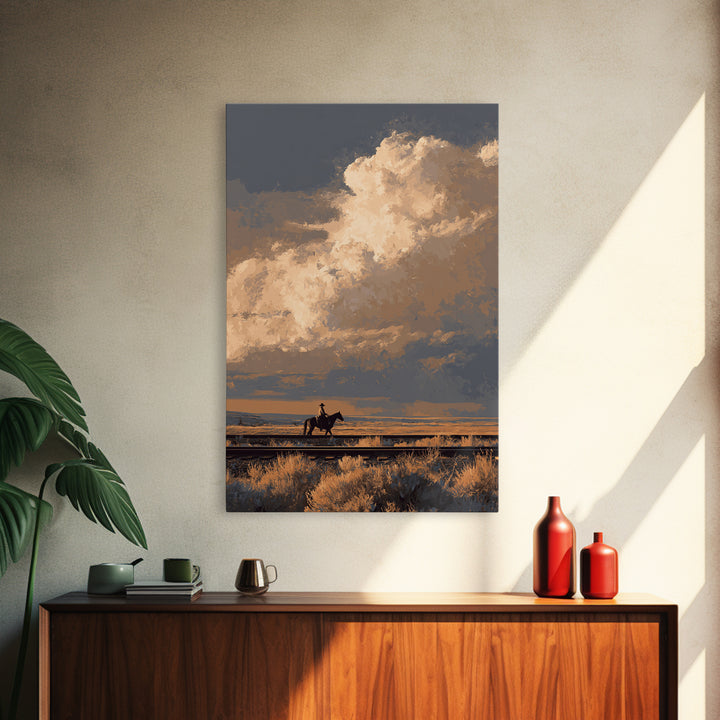 Train Crossing Western Plains Framed Canvas Print, Western Art, Original Art, Southwestern Decor, Fine Art, Frontier, WES-2x3-55