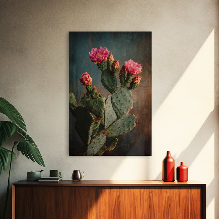Prickly Pear Cactus Canvas Print, Western Art, Oil Painting, Southwestern Decor, Frontier, Digital Download Art, Landscape, WES-2x3-72