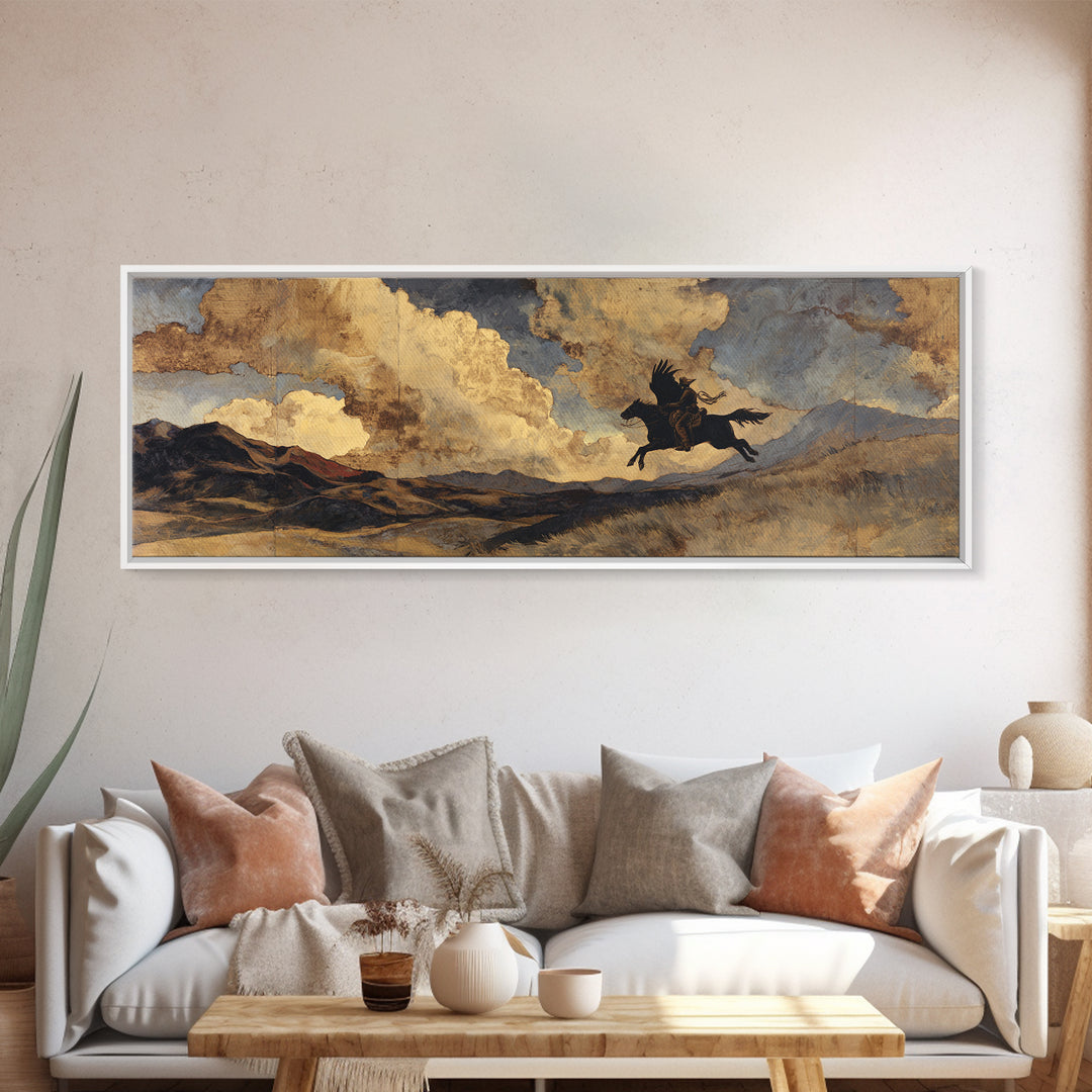 Eagle Flying Above Mountain Ridge Canvas Print, Western Art, Native American Art, Southwestern Decor, Fine Art, Frontier, WES-3x1-29