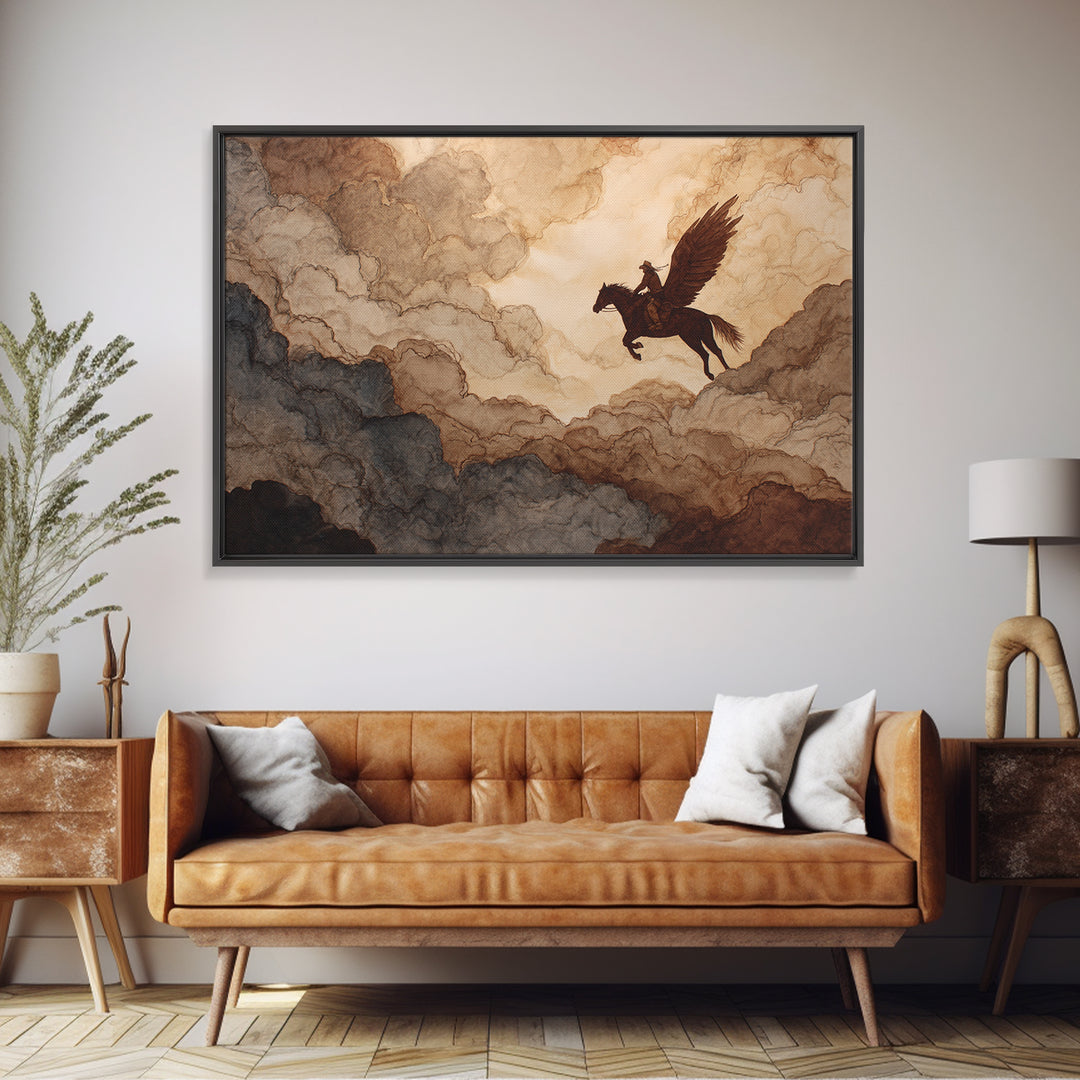 Eagle Flying Above Mountain Ridge Canvas Print, Western Art, Horse Wall Art, Southwestern Decor, Frontier, Luxury Decor, WES-3x2-17