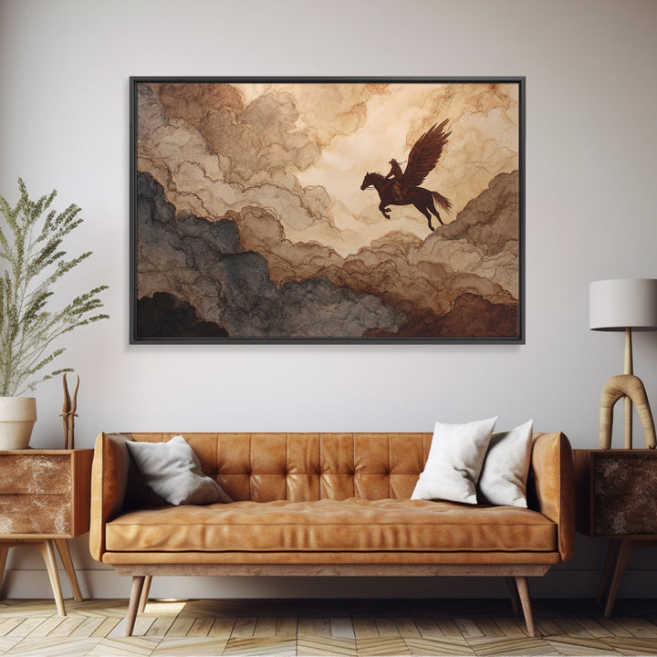 Eagle Flying Above Mountain Ridge Canvas Print, Western Art, Horse Wall Art, Southwestern Decor, Frontier, Luxury Decor, WES-3x2-17