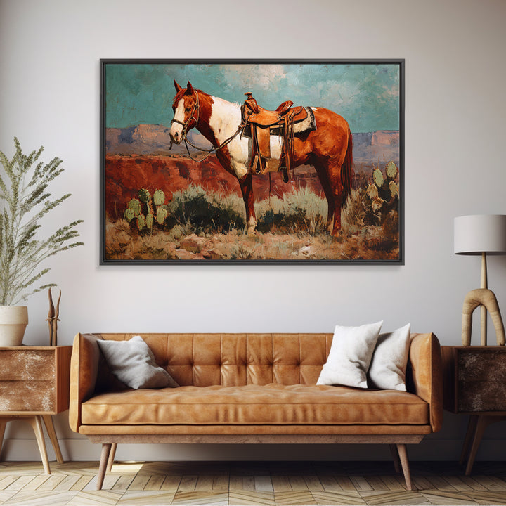 Cactus and Red Rock Canyon Landscape Framed Canvas Print, Western Art, Fine Art Print, Southwestern Decor, Fine Art, Frontier, WES-3x2-81