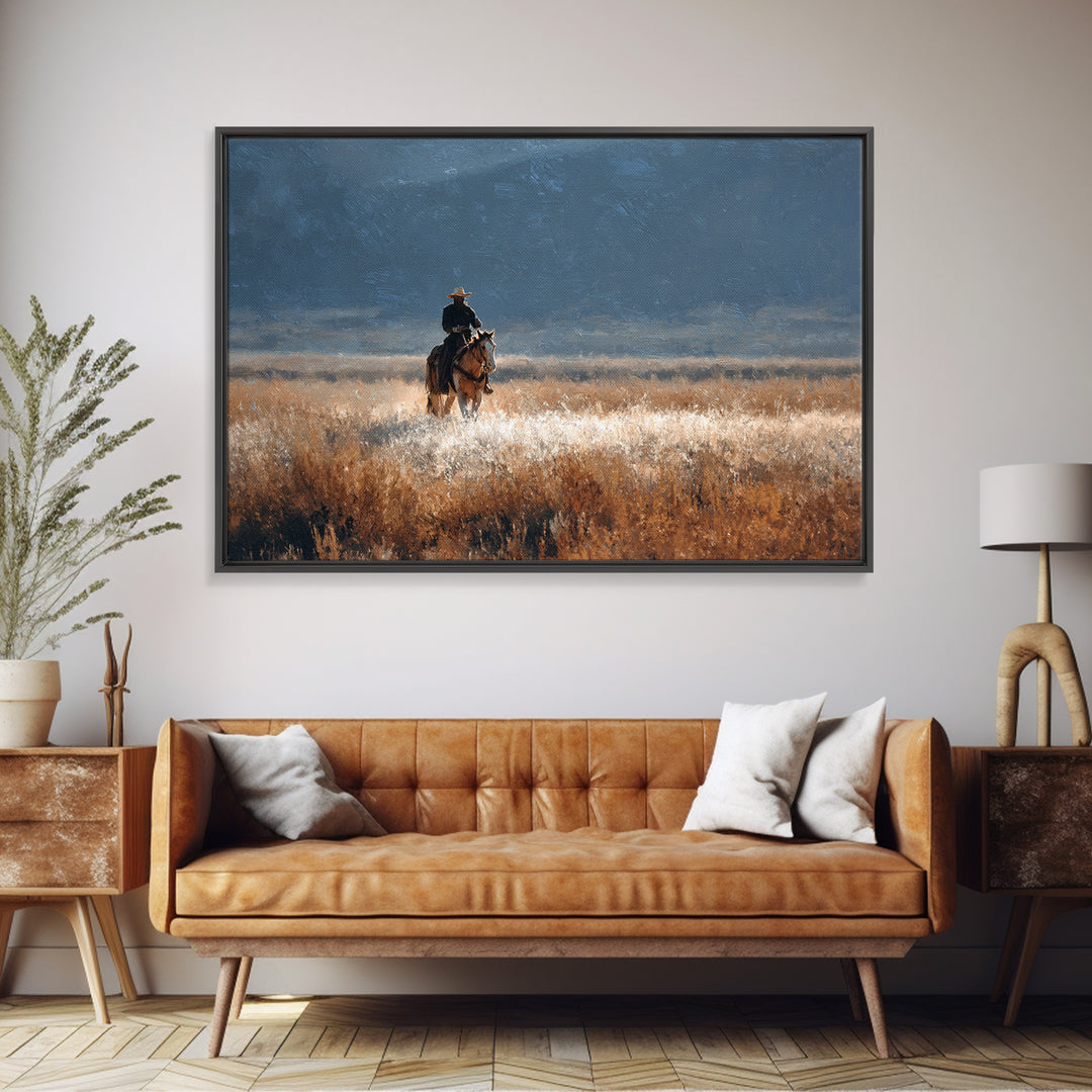 Train Crossing Western Plains Framed Canvas Print, Western Art, Farmhouse Decor, Southwestern Decor, Fine Art, Frontier, WES-3x2-99
