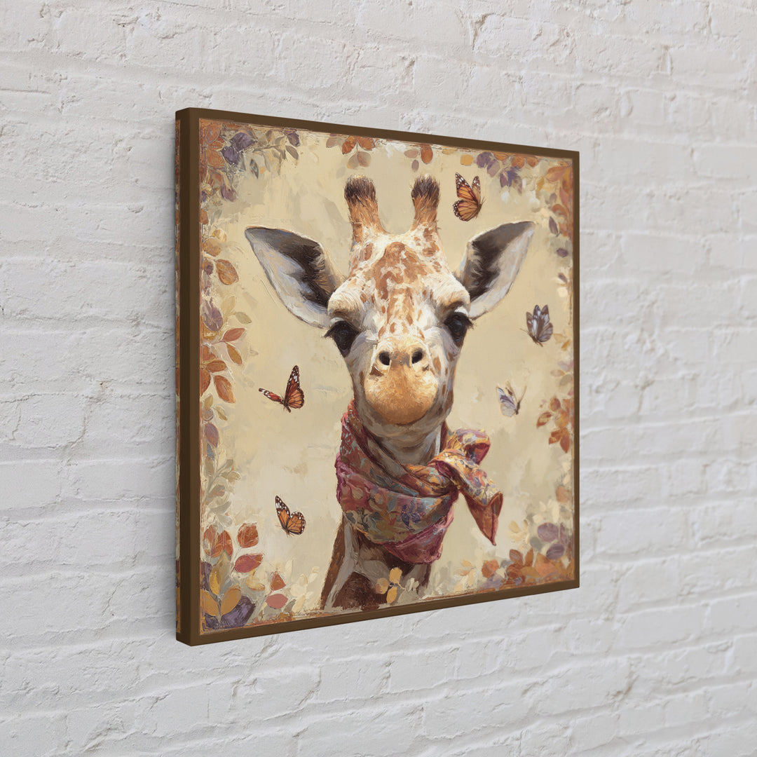 Giraffe with Scarf and Butterflies Canvas Print, Whimsical Art, Nursery Wall Decor, Living Room Decor, Fine Art, Wonder, WHI-1x1-10