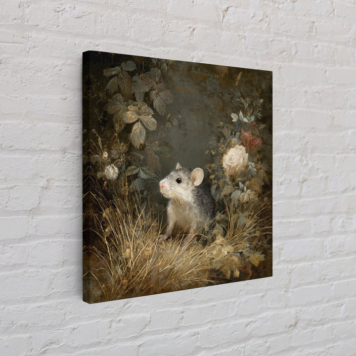 Mouse Ballerina in a Rose Garden Framed Canvas Print, Whimsical Art, Digital Print, Living Room Decor, Watercolor Art, Wonder, WHI-1x1-11